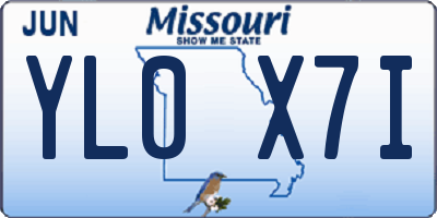 MO license plate YL0X7I