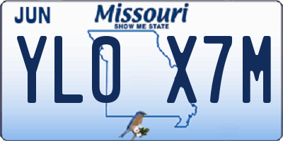 MO license plate YL0X7M