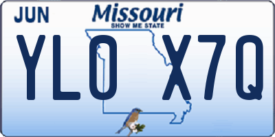 MO license plate YL0X7Q