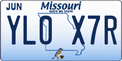 MO license plate YL0X7R