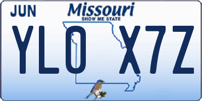 MO license plate YL0X7Z