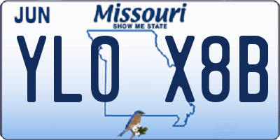 MO license plate YL0X8B