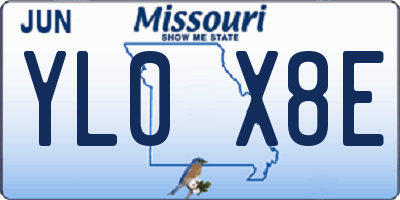 MO license plate YL0X8E