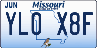 MO license plate YL0X8F