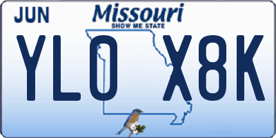 MO license plate YL0X8K