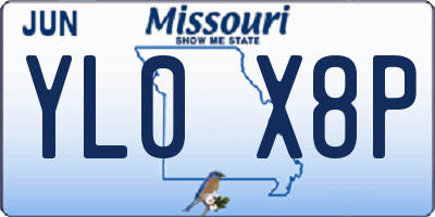 MO license plate YL0X8P