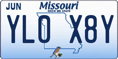 MO license plate YL0X8Y