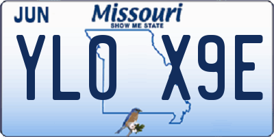 MO license plate YL0X9E