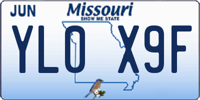MO license plate YL0X9F