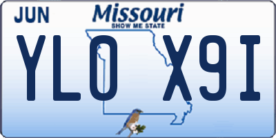 MO license plate YL0X9I