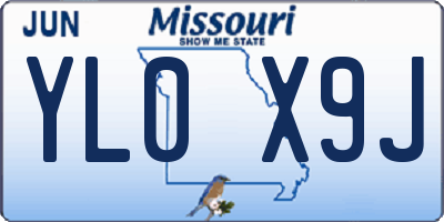 MO license plate YL0X9J