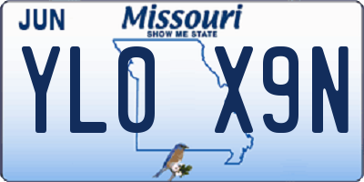 MO license plate YL0X9N