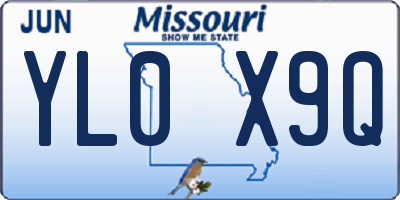 MO license plate YL0X9Q