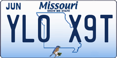 MO license plate YL0X9T