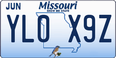 MO license plate YL0X9Z