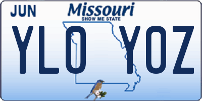 MO license plate YL0Y0Z