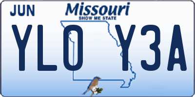 MO license plate YL0Y3A