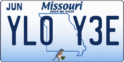 MO license plate YL0Y3E