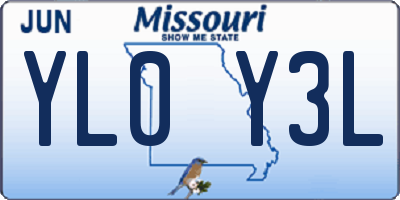 MO license plate YL0Y3L