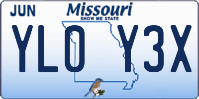 MO license plate YL0Y3X