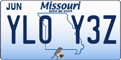 MO license plate YL0Y3Z