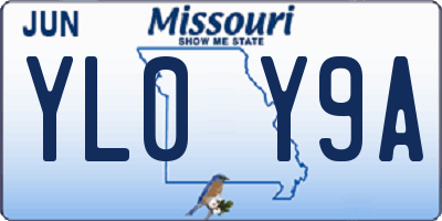 MO license plate YL0Y9A