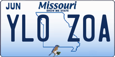 MO license plate YL0Z0A