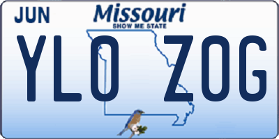MO license plate YL0Z0G