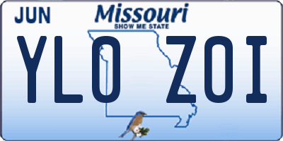 MO license plate YL0Z0I
