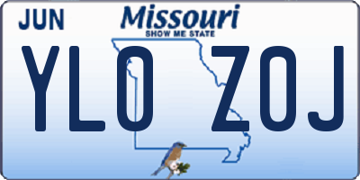 MO license plate YL0Z0J