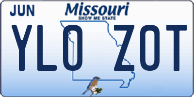 MO license plate YL0Z0T