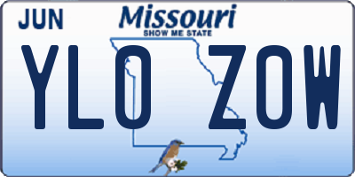MO license plate YL0Z0W
