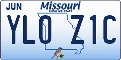 MO license plate YL0Z1C