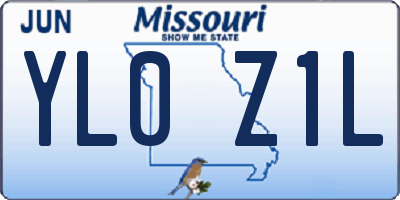 MO license plate YL0Z1L