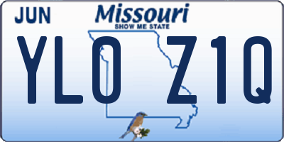 MO license plate YL0Z1Q