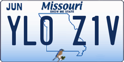 MO license plate YL0Z1V