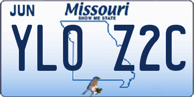 MO license plate YL0Z2C