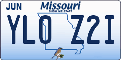 MO license plate YL0Z2I