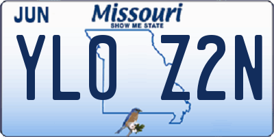 MO license plate YL0Z2N