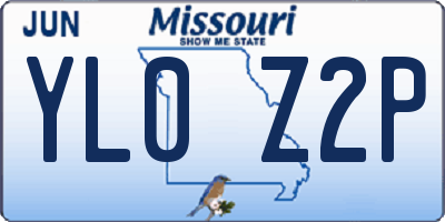 MO license plate YL0Z2P
