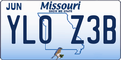 MO license plate YL0Z3B