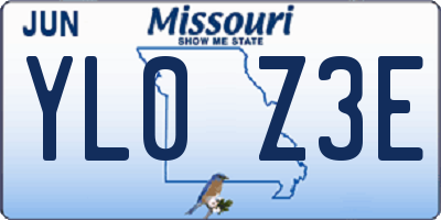 MO license plate YL0Z3E