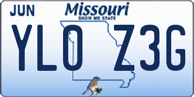 MO license plate YL0Z3G