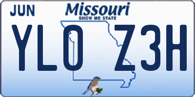MO license plate YL0Z3H