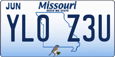 MO license plate YL0Z3U
