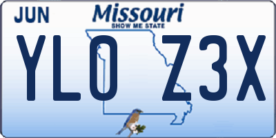 MO license plate YL0Z3X