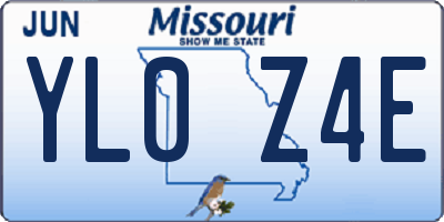 MO license plate YL0Z4E