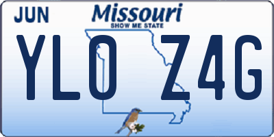MO license plate YL0Z4G