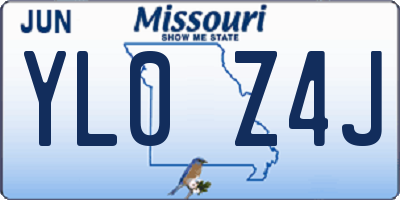 MO license plate YL0Z4J