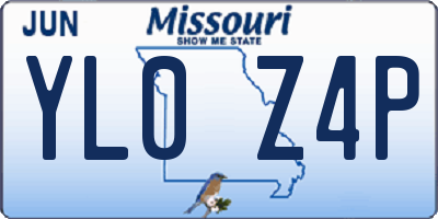 MO license plate YL0Z4P